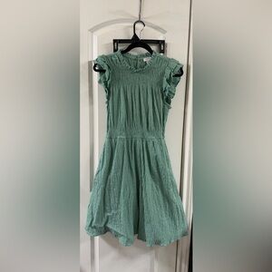 J. Crew Seafoam Green Dress with Ruffle Sleeves